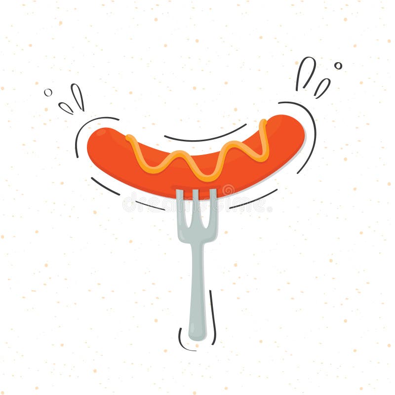 Vector Illustration Sausage with Doodle Drawing. Stock Vector