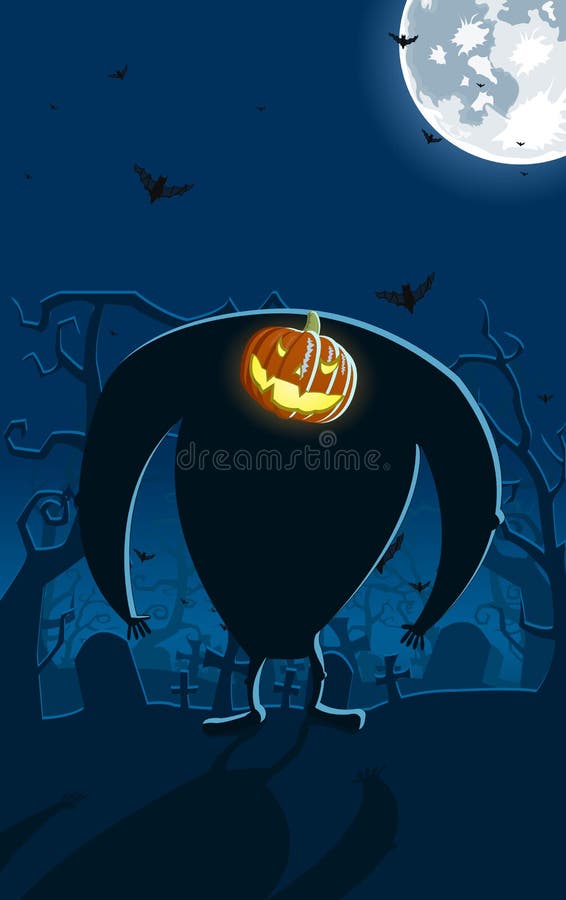 Vector illustration of scary Jack-o-lantern man