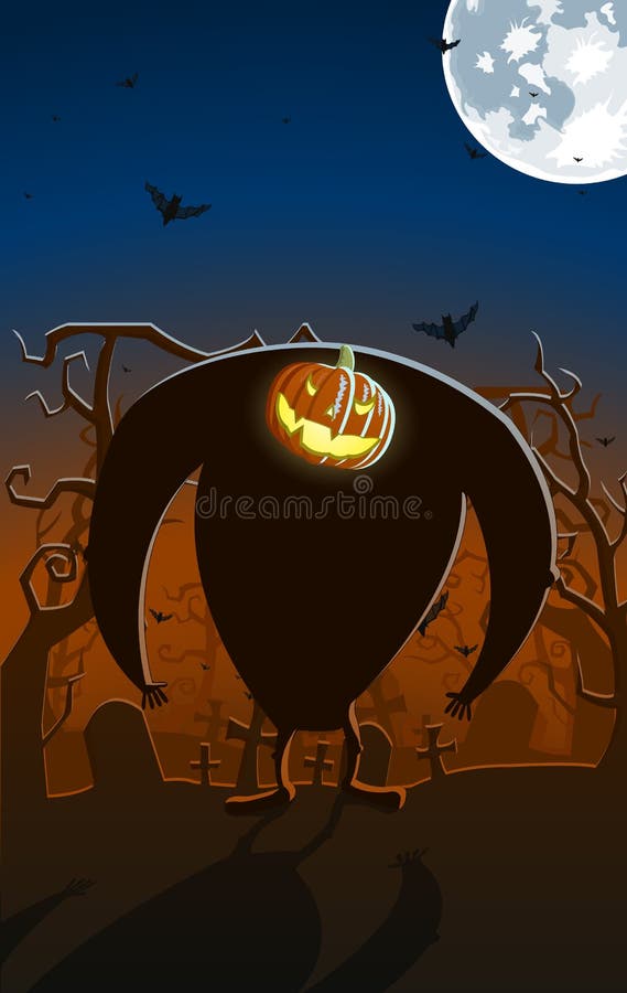 Vector illustration of scary Jack-o-lantern man