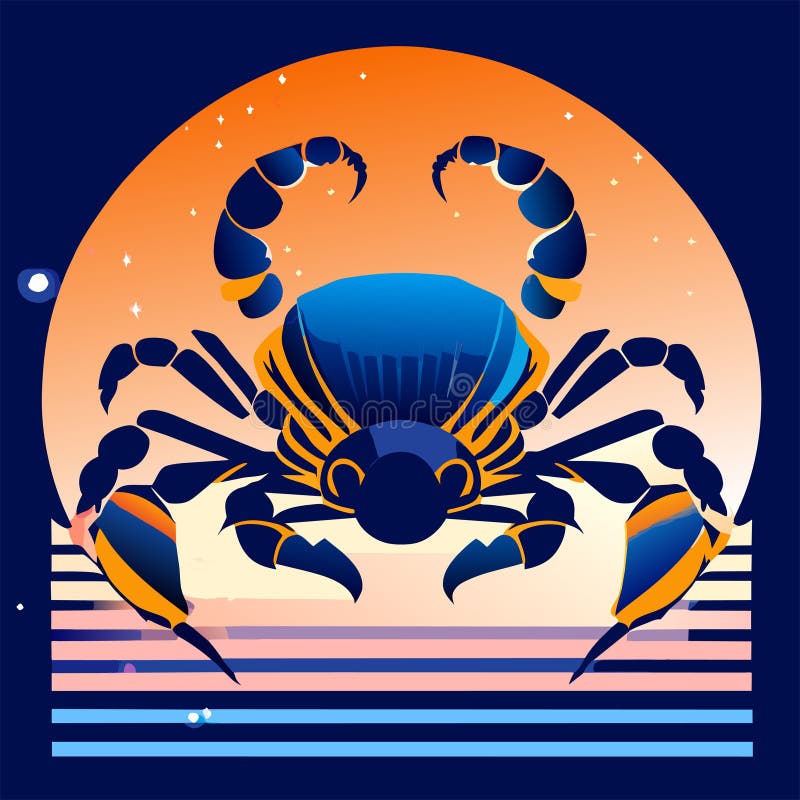 Vector illustration of the scorpion on the background of the moon. Generative AI vector illustration