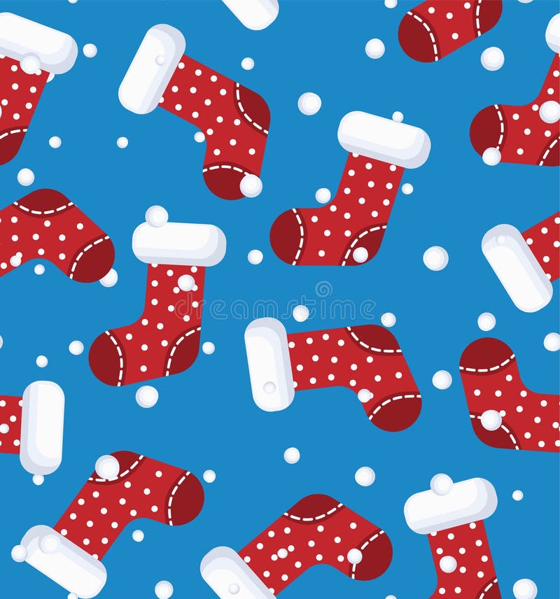 Vector Illustration Seamless Pattern Christmas Boots Cartoon Stock