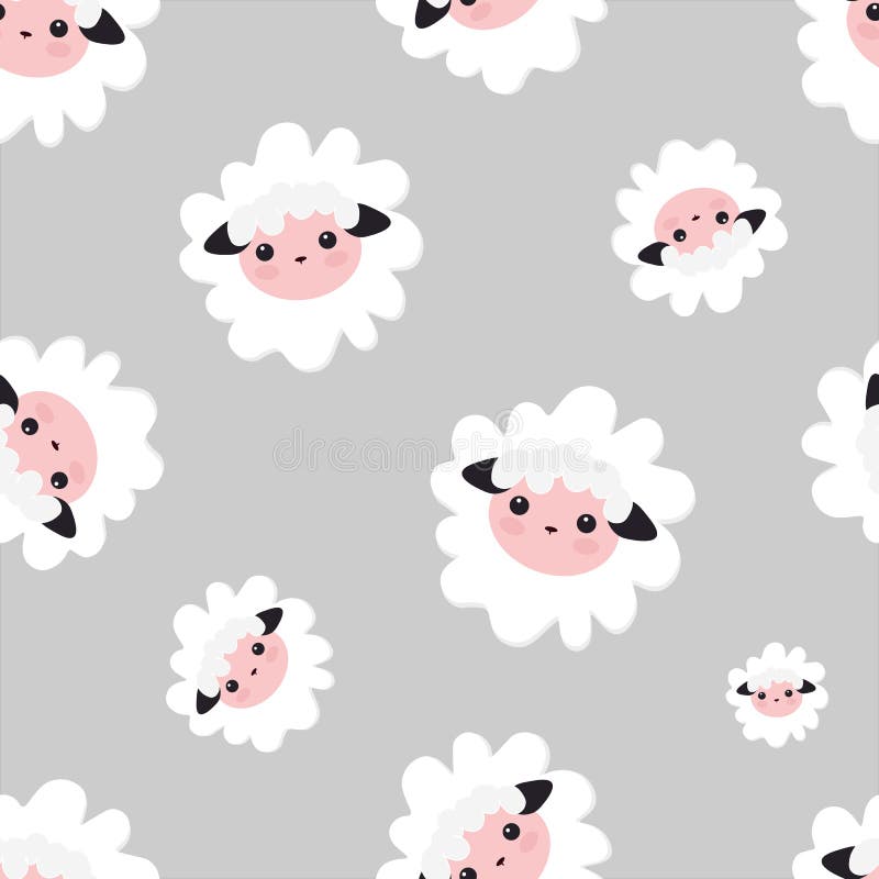 Vector Illustration Seamless Sheep  Pattern for Girls with Cute  Sheep. Textile Design, Wallpapers, Backgrounds and Stock Illustration -  Illustration of baby, domestic: 142245930