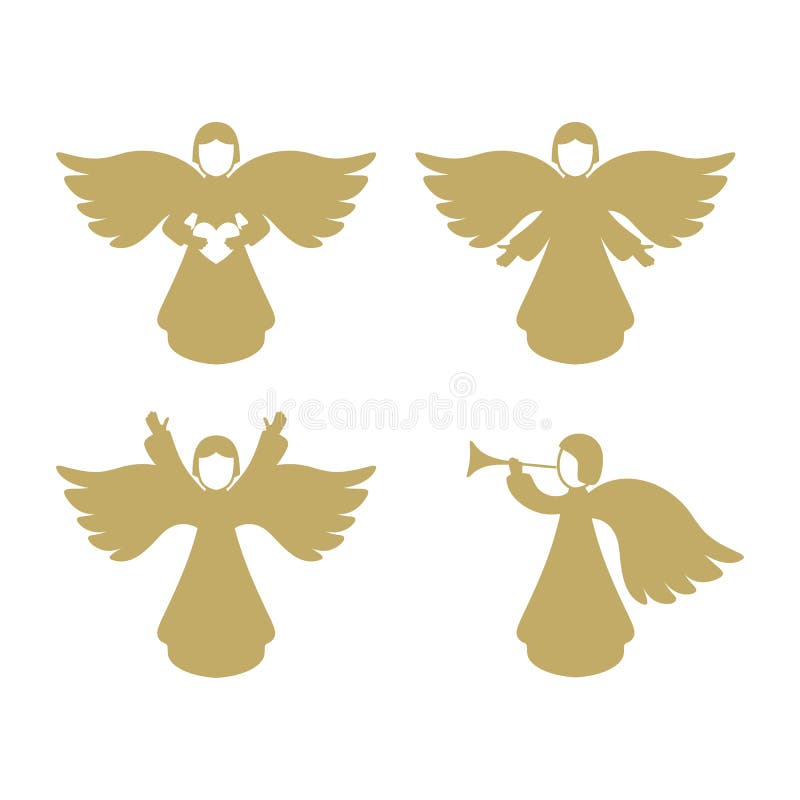 Vector Illustration. a Set of Angels in Various Poses Stock Vector ...