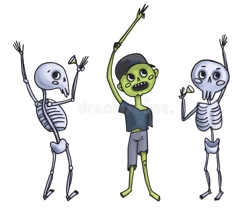 Vector Cartoon Halloween Skeletons Stock Vector