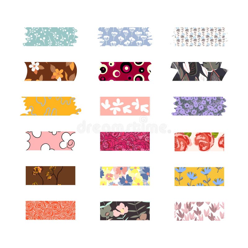 Colorful And Cute Tape Material Set Stock Illustration - Download
