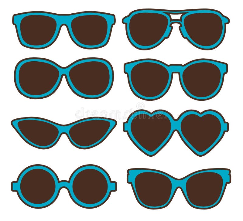 Vector illustration set of different shaped eyeglasses royalty free illustration Vector illustration set of different shaped eyeglasses royalty free illustration