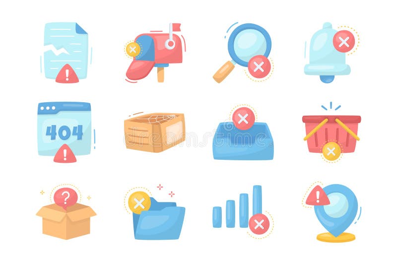 Vector illustration set of empty state related objects. vector illustration