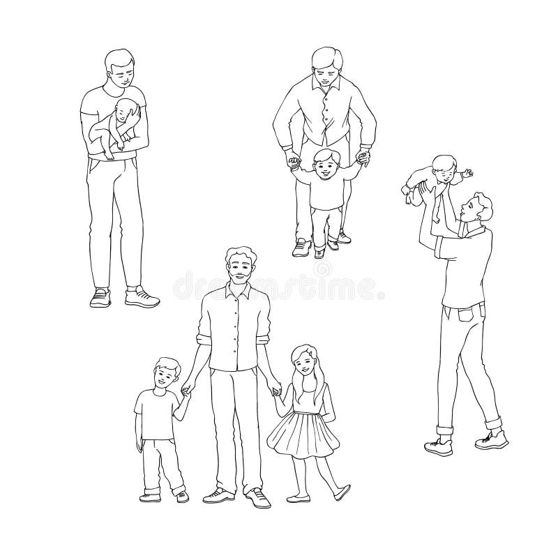 Download Father, Play, Son, Family, Fatherhood Concept. Hand Drawn ...