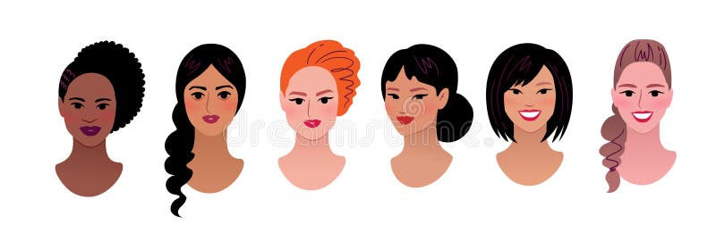 Vector Illustration Set Of Female Profile Pictures Stock Vector ...