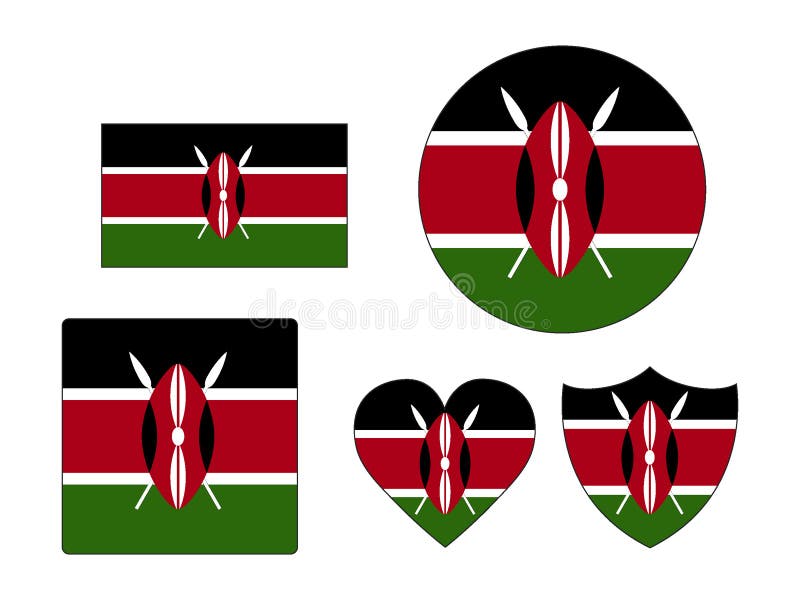Set of Flags of Kenya vector illustration