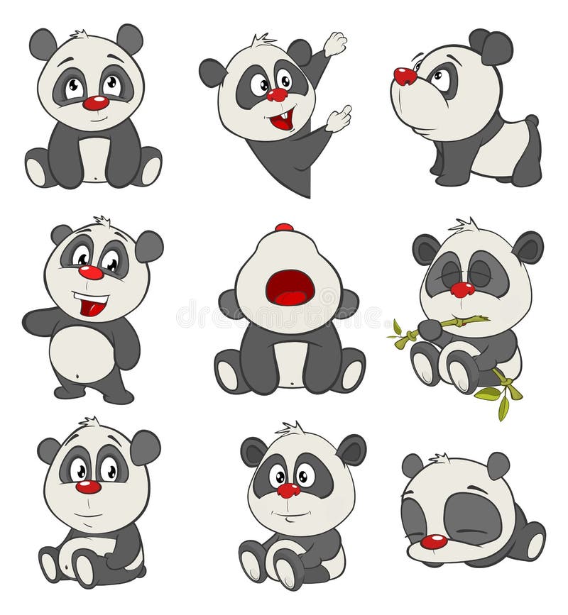 Vector Illustration of a Set of Funny Panda Bear. Cartoon Character Stock  Vector - Illustration of gifts, drawing: 170275157