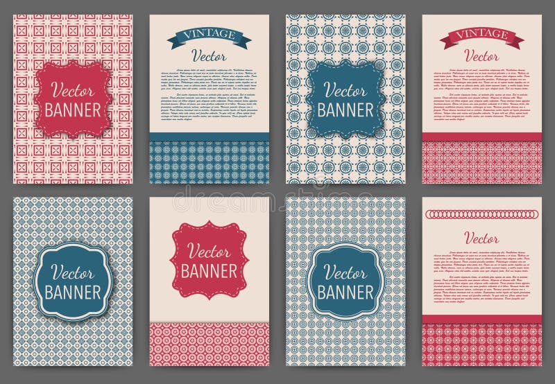 Vector illustration set of invitations. Vintage banners stock illustration