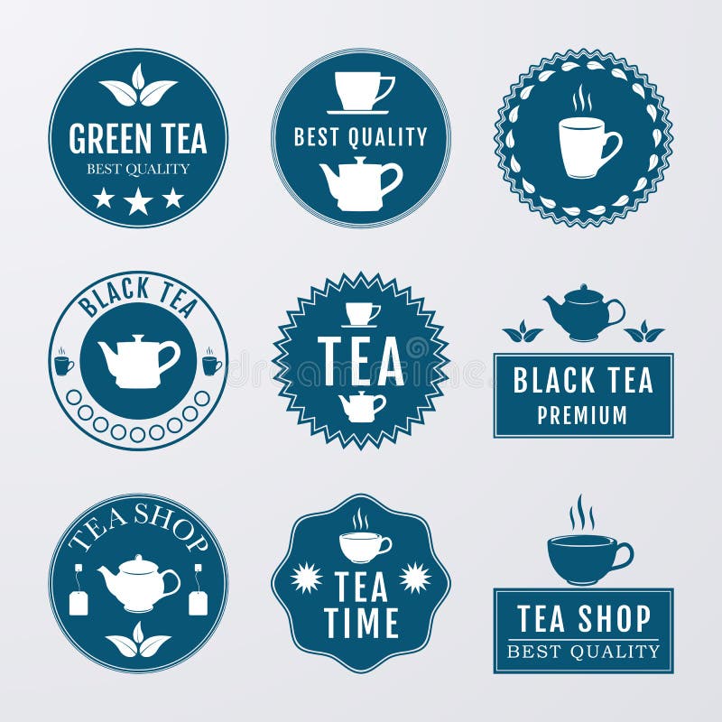 Vector Illustration Set of Logos on the Theme of Tea Stock Vector