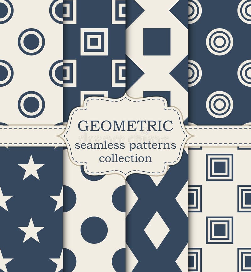 Vector illustration set of seamless geometric patterns stock illustration
