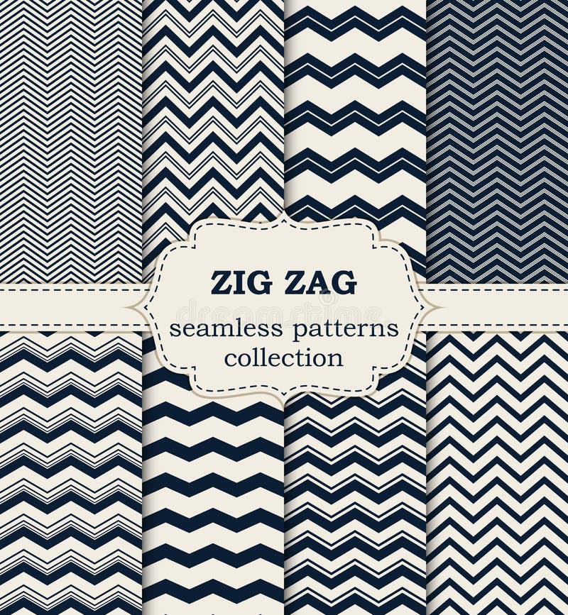 Vector illustration of a set of seamless patterns zig zag royalty free illustration