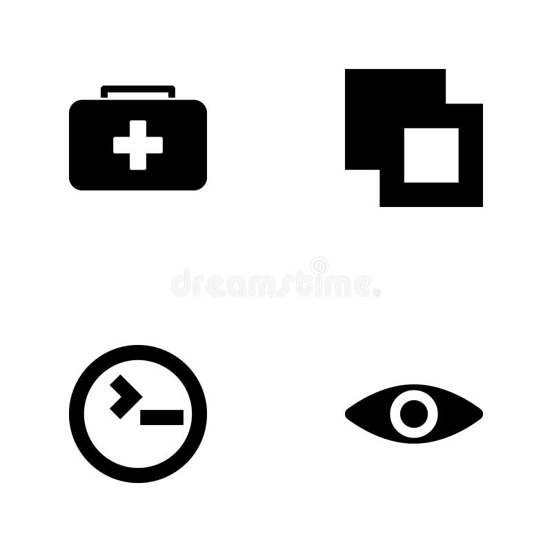 Vector illustration set web icons. Elements eye, input sign, cut sign and first aid kid icon stock illustration