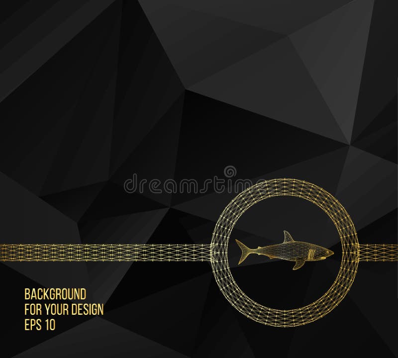 Vector illustration shark. The structural grid of polygons. Abstract Creative concept vector background. Molecular stock illustration