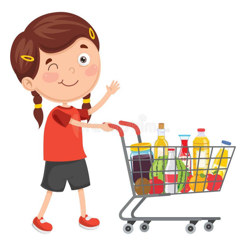 Vector Kids Shopping Trolley Stock Illustrations – 201 Vector Kids ...