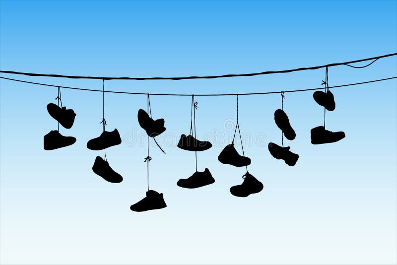 Shoes on wires