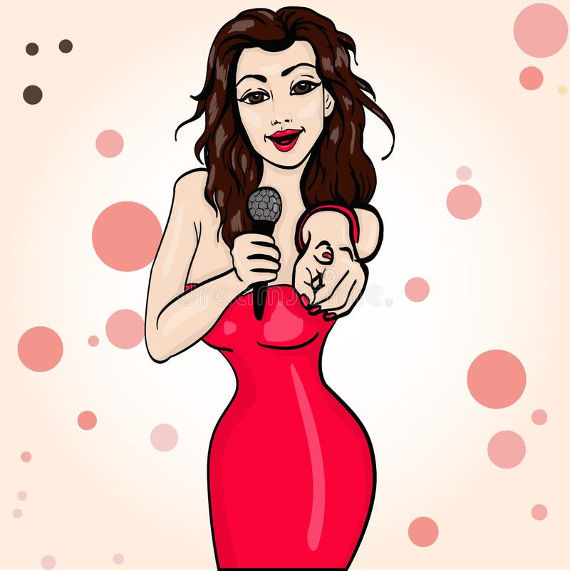 Vector illustration of a singing woman. karaoke party. copy space. Woman singing vectors