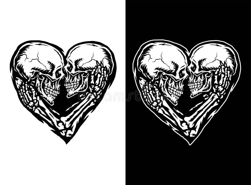 Download Couple Skulls And Broken Heart Symbol Vector. Stock Vector ...