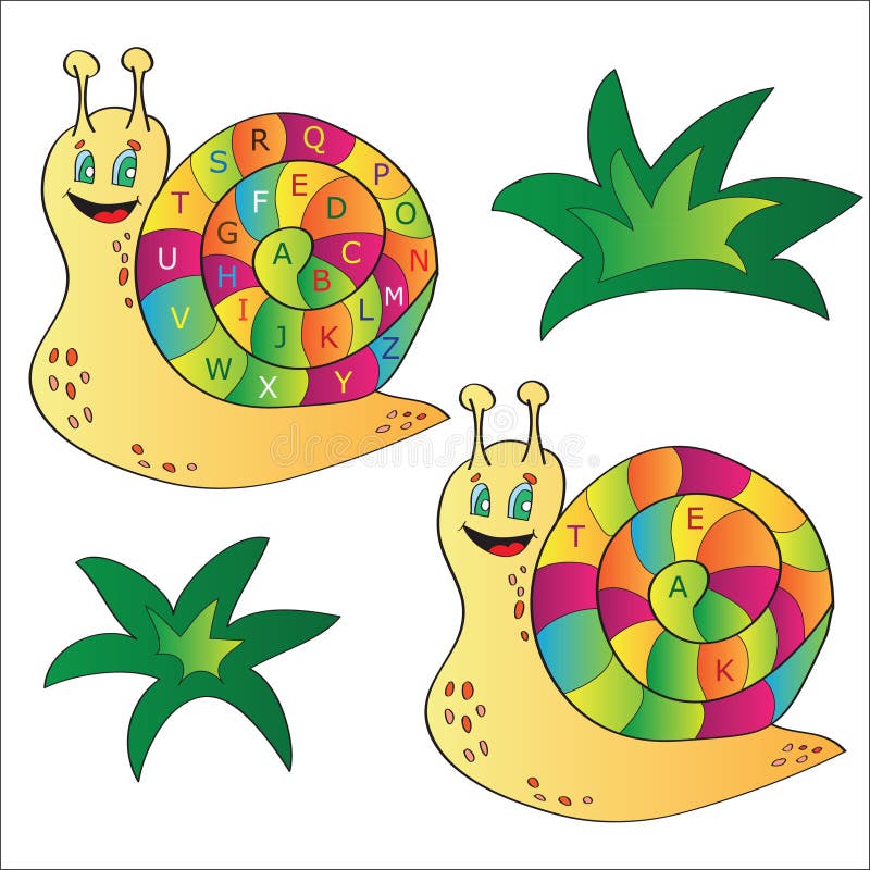 Vector illustration of a snail - a puzzle for child stock illustration