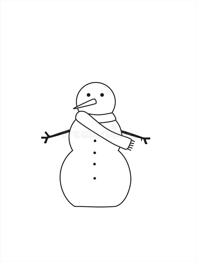 Vector Illustration. a Snowman Drawn with Lines Stock Vector ...