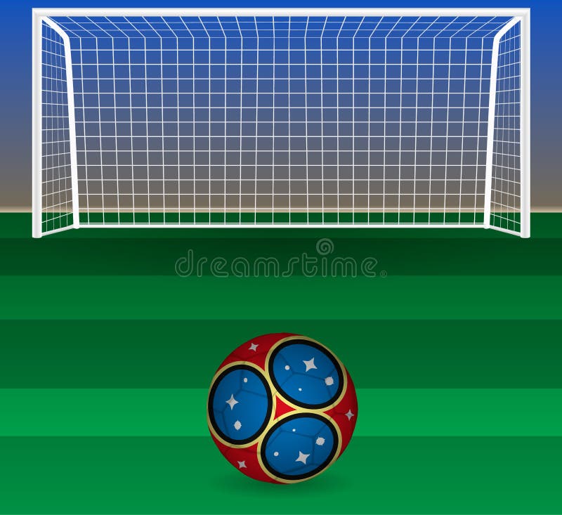 Vector Illustration of Soccer Ball with Field Goal Posts in the