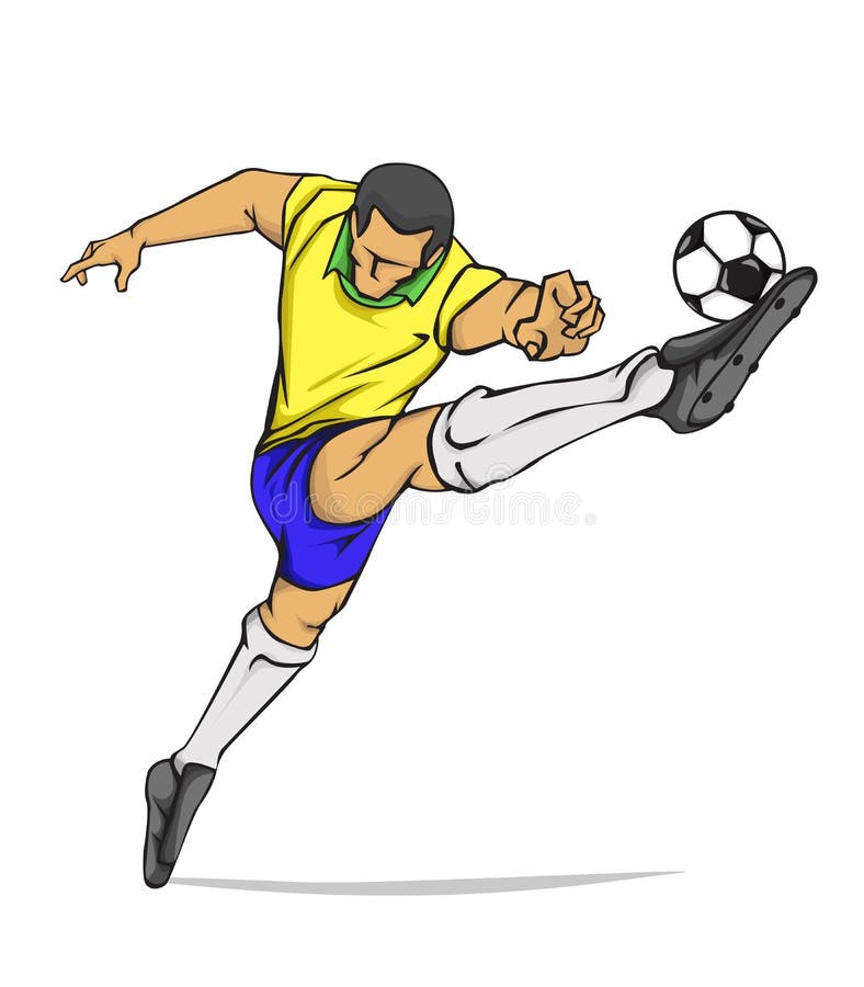 Vector Illustration Soccer Player Kicking the Ball Stock Vector ...