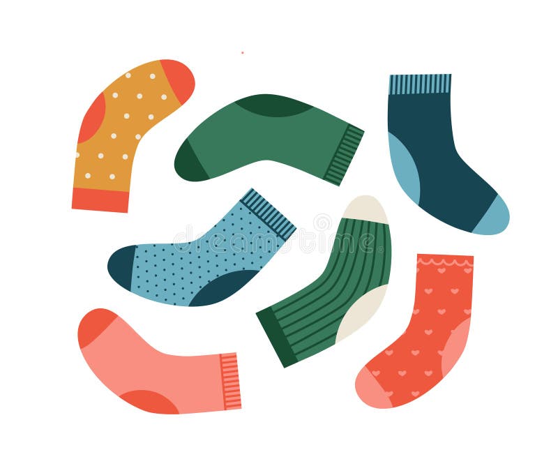 Illustration Socks on a Rope with Clothespins. Striped Socks Isolated ...