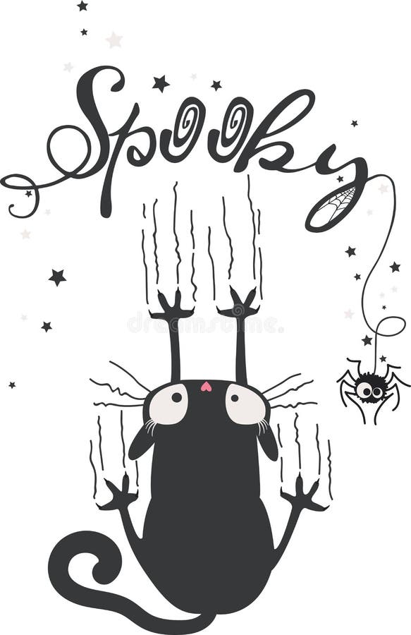 Vector illustration of spooky cat royalty free illustration