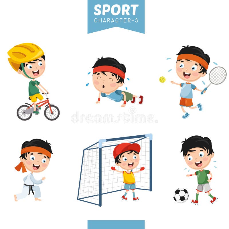Cute Kid Characters Doing Sport Vector - Stock Illustration [67863983] -  PIXTA