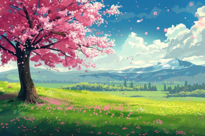 Vector illustration of Spring season landscape background royalty free illustration