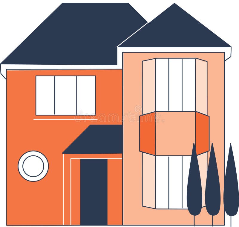 Vector illustration of a 2-story residential house.