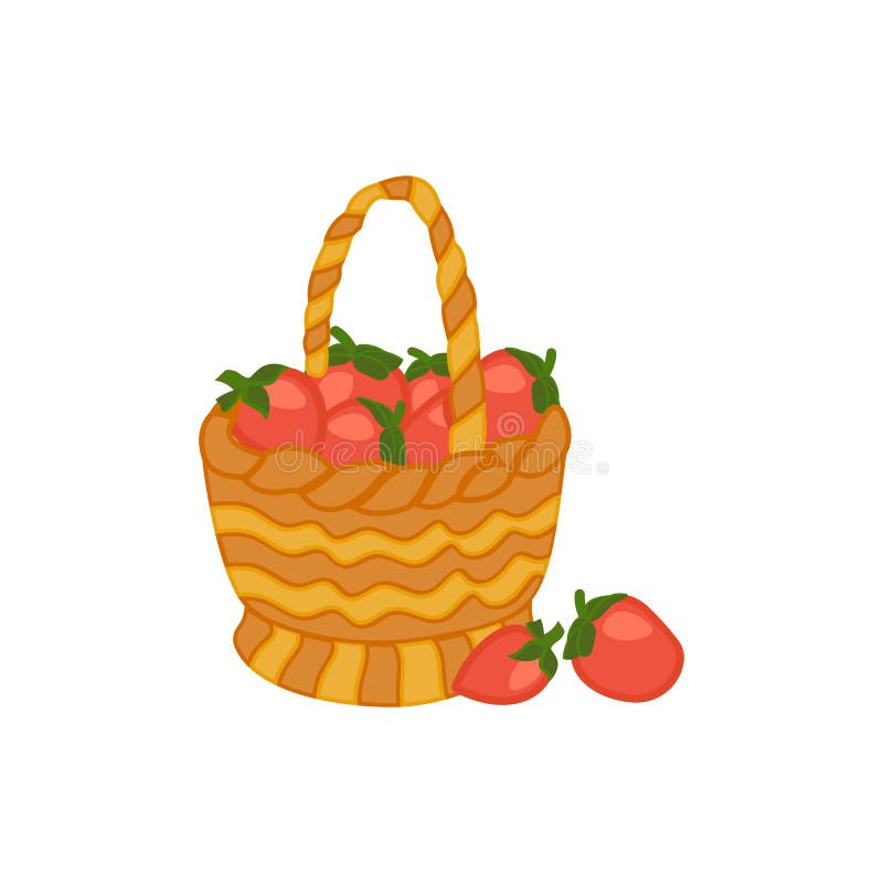 Vector Illustration of a Strawberry Basket in Flat Design Stock Vector