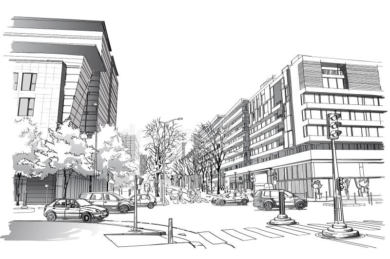 Vector illustration of street in Paris royalty free illustration