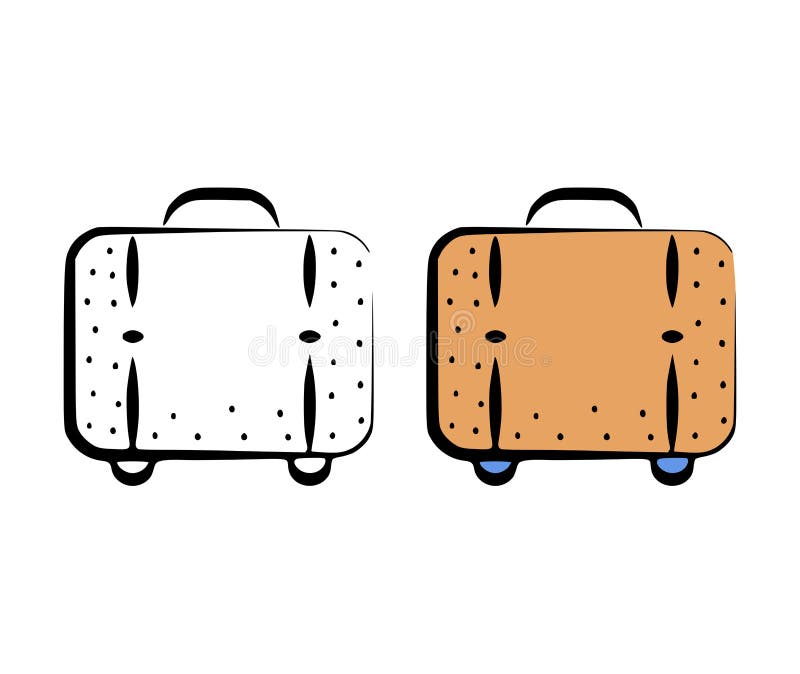 Vector Illustration of Suitcase, Luggage in Hand Drawn Style Stock Vector Illustration of