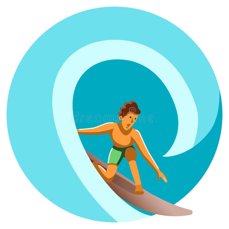 Surfer in the ocean on the biggest wave. stock illustration