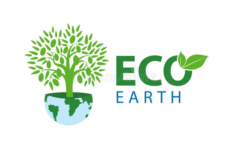 Vector illustration of symbol of ecology with the text eco earth stock illustration Vector illustration of symbol of ecology with the text eco earth stock illustration