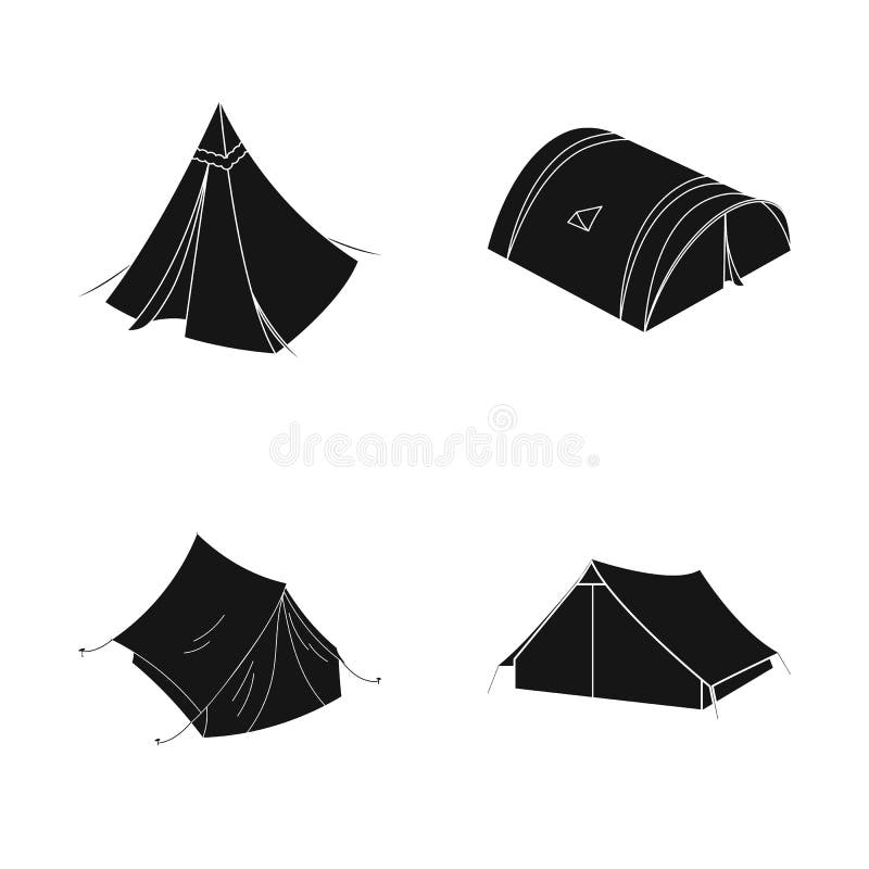 Vector Design Of Tent And Camp Logo. Collection Of Tent And Forest
