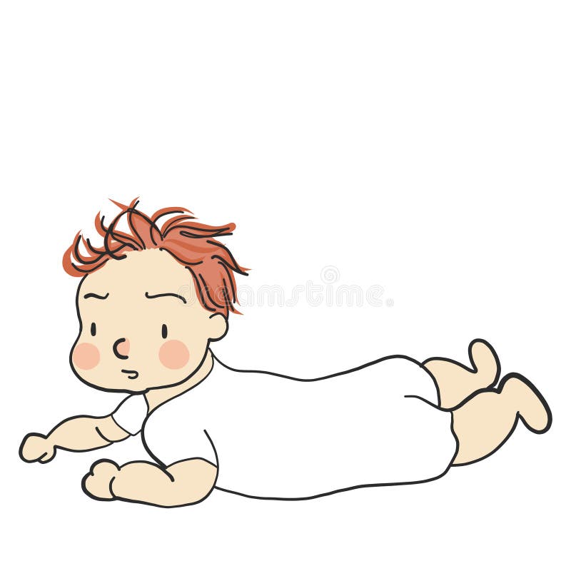 Vector illustration of toddler in prone position