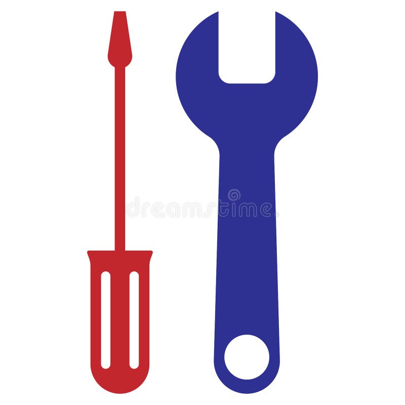 Vector Illustration of Tools with a Screwdriver and a Wrench. Logo