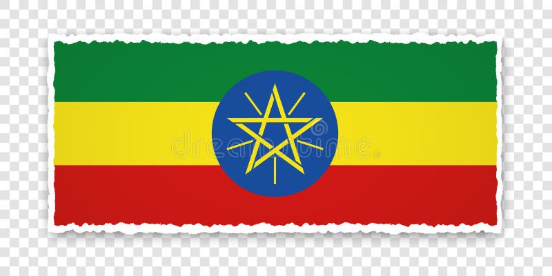 Vector Illustration of Torn Paper Banner with Flag of Ethiopia on