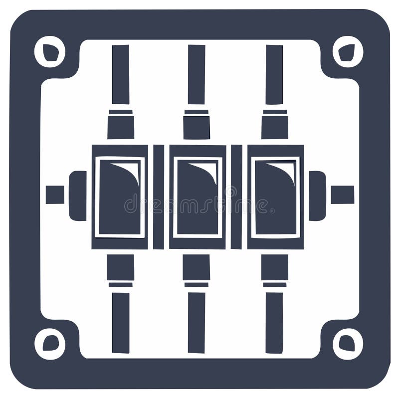 Vector Illustration of a Triple Switch Control Panel with a Square Frame and Round Detailing vector illustration