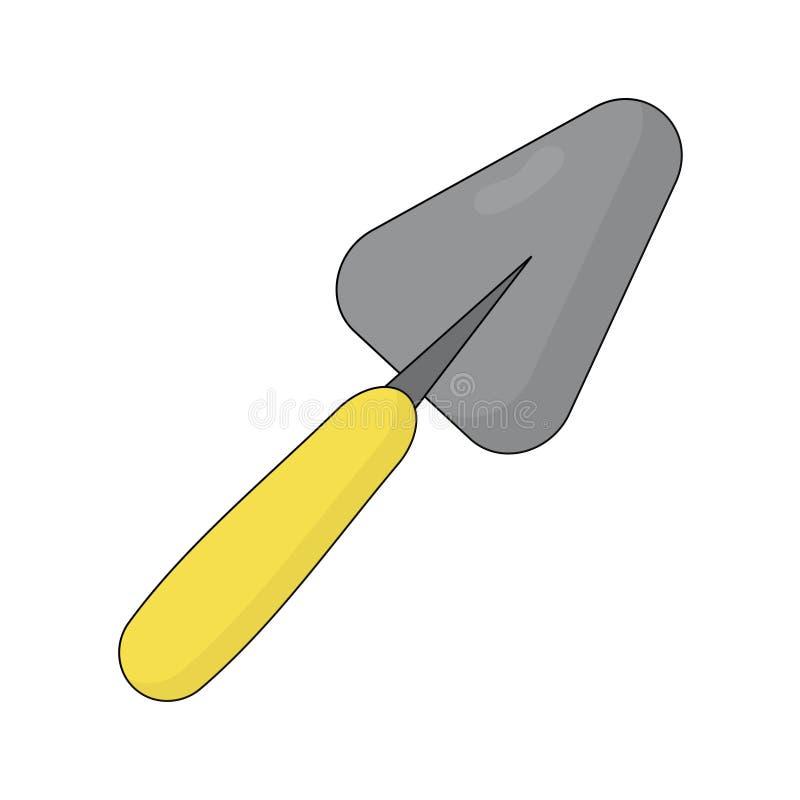 Vector Illustration of a Trowel with a Yellow Handle in a Flat Style