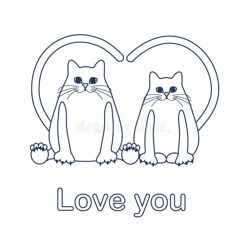 Cats in love with heart shaped tails icon Vector Image