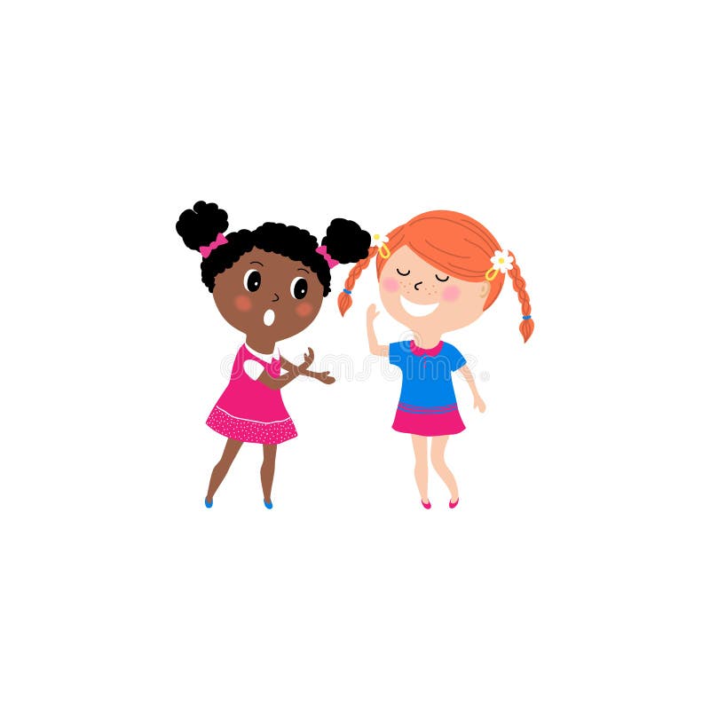 Vector Illustration of Two Little Girls Talking, Cartoon Design Isolated on White Background Stock Illustration - Illustration of grass, background: 204524763 Vector Illustration of Two Little Girls Talking, Cartoon Design Isolated on White Background Stock Illustration - Illustration of grass, background: 204524763