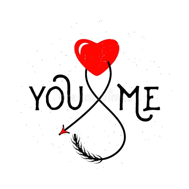 Vector illustration of typography text sign you and me with heart royalty free illustration