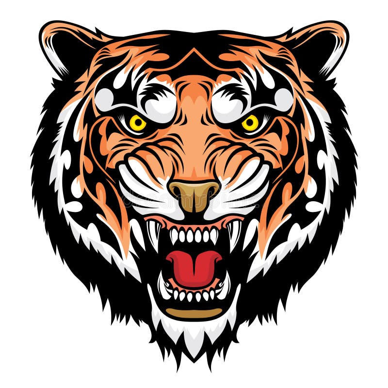 Angry tiger head. stock vector. Illustration of animal - 162738904