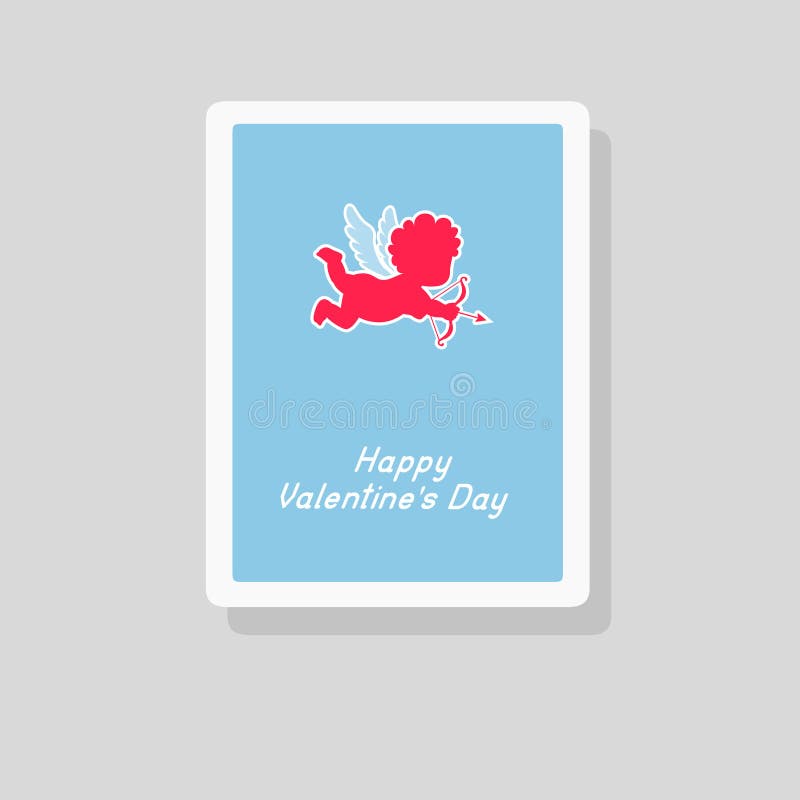 Valentine`s Day greeting card with Cupid silhouette. Minimalist design royalty free illustration Valentine`s Day greeting card with Cupid silhouette. Minimalist design royalty free illustration